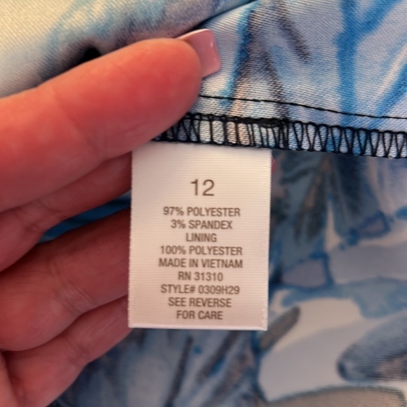 CB Established 1962 Blue Tropical Print Sleeveless Midi Dress Size 12 - Picture 8 of 8